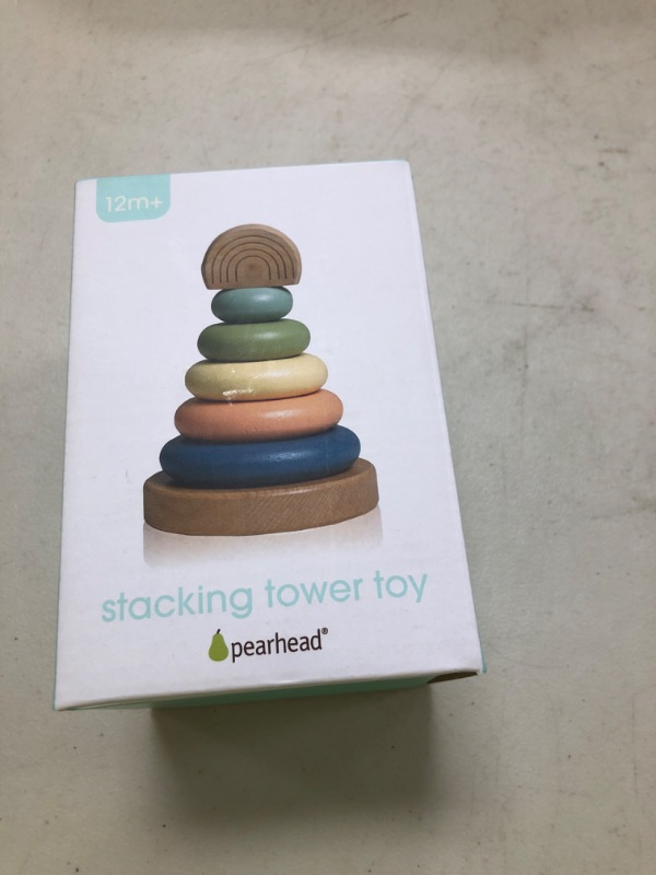 Photo 1 of Pearhead Wooden Stacking Rainbow Toy, Baby & Toddler Ages 12+ Months Montessori Toy, Interactive Stackable Rings Learning Toy, Baby Girl or Boy Nursery Accessory