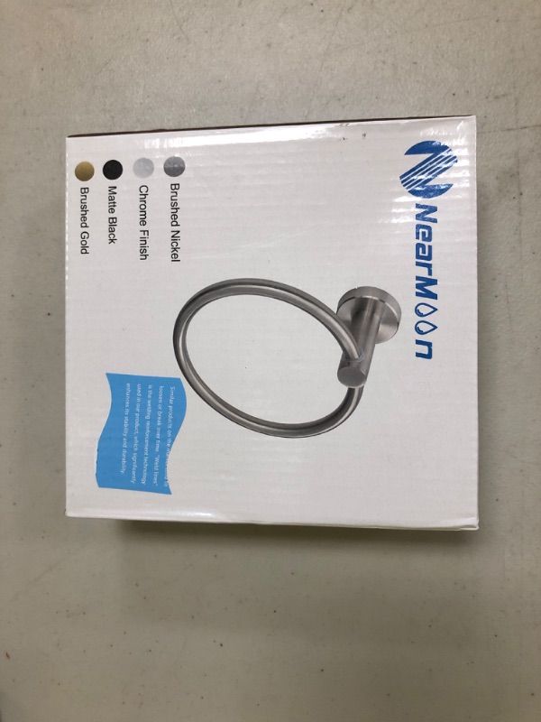 Photo 1 of NearMoon Bath Towel Ring, Bathroom Hardware Accessories-Thicken Stainless Steel Hand Towel Holder for Bathroom, Modern Round Towel Hanger Wall Mounted (Chrome, 1 Pack)