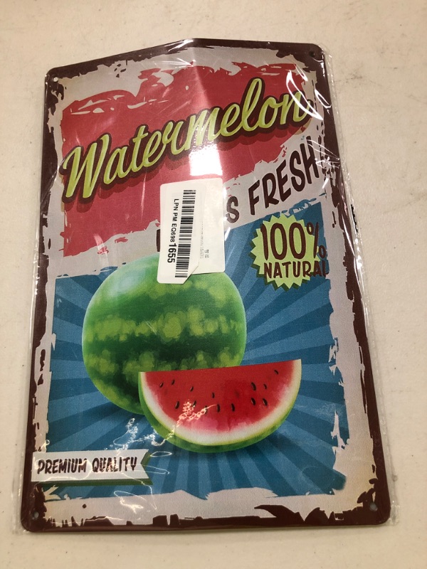 Photo 1 of TREEPERI Vintage Watermelon Tin Sign - Fruit Metal Sign - Retro Decorative Sign Wall Decor Home Decor