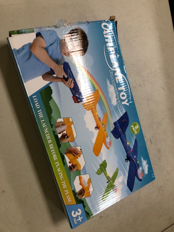 Photo 1 of Fuwidvia 3 Pack Airplane Launcher Toys, 13.2'' LED Foam Glider Plane Toy for Boys, 2 Flight Modes Outdoor Flying Toys Birthday Gifts for Boys Girls 4 5 6 7 8 9 10 11 12 Year Old (Blue&Green&Orange)