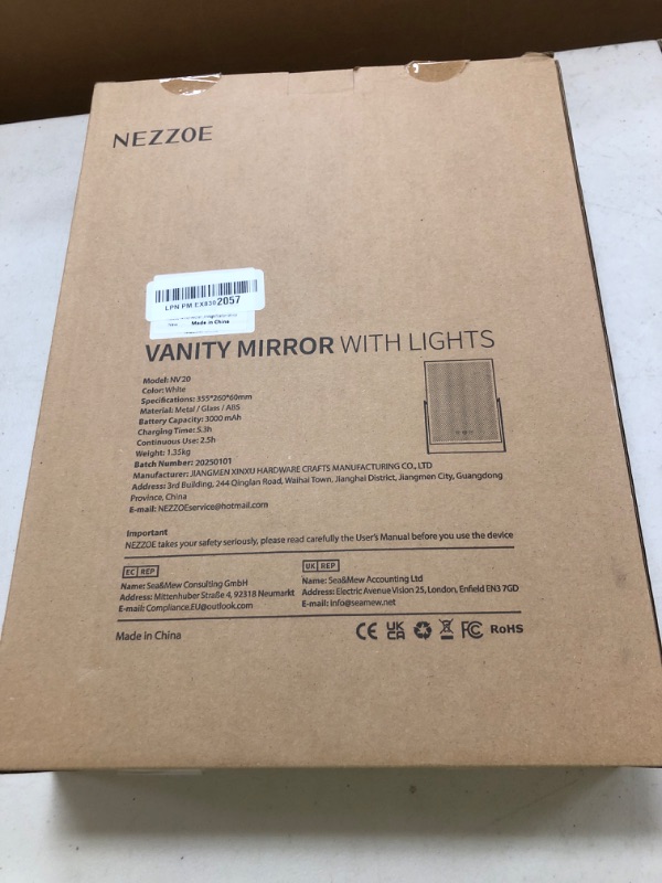 Photo 1 of NEZZOE 14 Inch Rechargeable Lighted Makeup Mirror, Vanity Mirror with 104 LED Lights, Rectangular Desk Mirror with Light, Metal Table Mirror with Stand, 3000mAh Battery