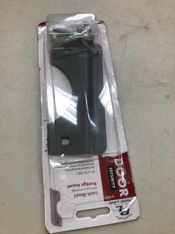 Photo 1 of Prime-Line U 9509 Steel Latch Guard Plate Cover for Out-Swinging Doors, 6 Inch Cover with 5/16 Inch Offset, Gray, Set of 1