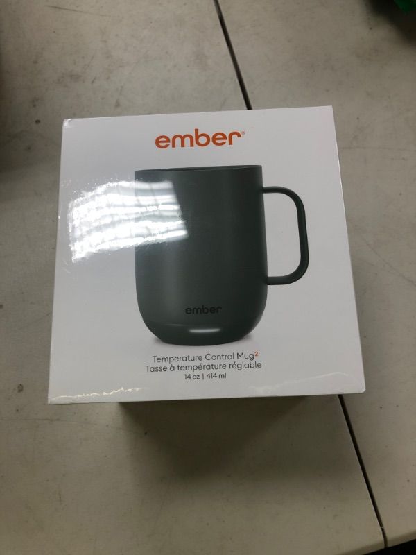 Photo 1 of Ember Temperature Control 14oz Smart Mug 2, App-Controlled and Rechargeable Heated Coffee Cup Warmer with Intelligent LED Display, Sage Green.