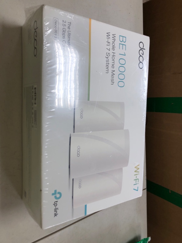 Photo 1 of TP-Link Deco BE63 Tri-Band WiFi 7 BE10000 Whole Home Mesh System - 6-Stream 10 Gbps, 4x2.5G Ports Wired Backhaul, 4X Smart Internal Antennas, VPN, MU-MIMO, HomeShield, Free Expert Support (3-Pack)