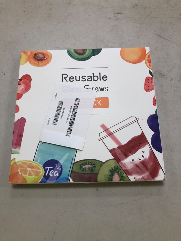 Photo 1 of 10 Pcs Reusable Colorful Bent Glass Straws,Size 9''x10mm and 6''x10mm Cute Short Glass Straws Shatter Resistant with 2 Cleaner Brush for Beverages,Coffee,Juice,Cocktail,Teas