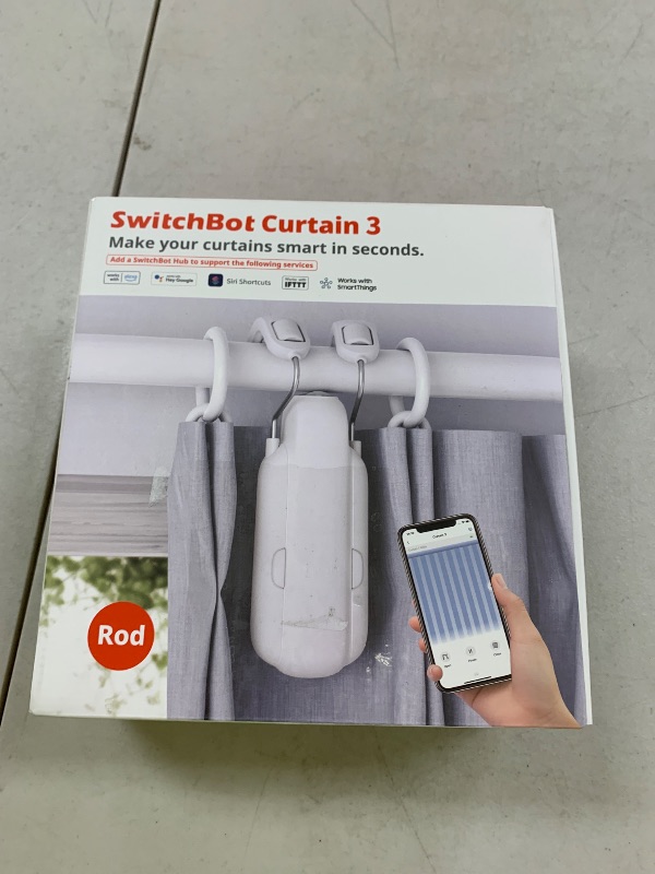 Photo 1 of SwitchBot Automatic Curtain Opener - Bluetooth Remote Control Smart Curtain with App/Timer, Upgraded High-Performance Motor, Add SwitchBot Hub to Work with Alexa, Google Home, HomeKit