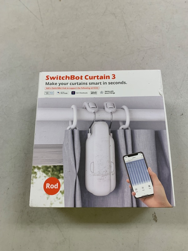 Photo 1 of SwitchBot Automatic Curtain Opener - Bluetooth Remote Control Smart Curtain with App/Timer, Upgraded High-Performance Motor, Add SwitchBot Hub to Work with Alexa, Google Home, HomeKit