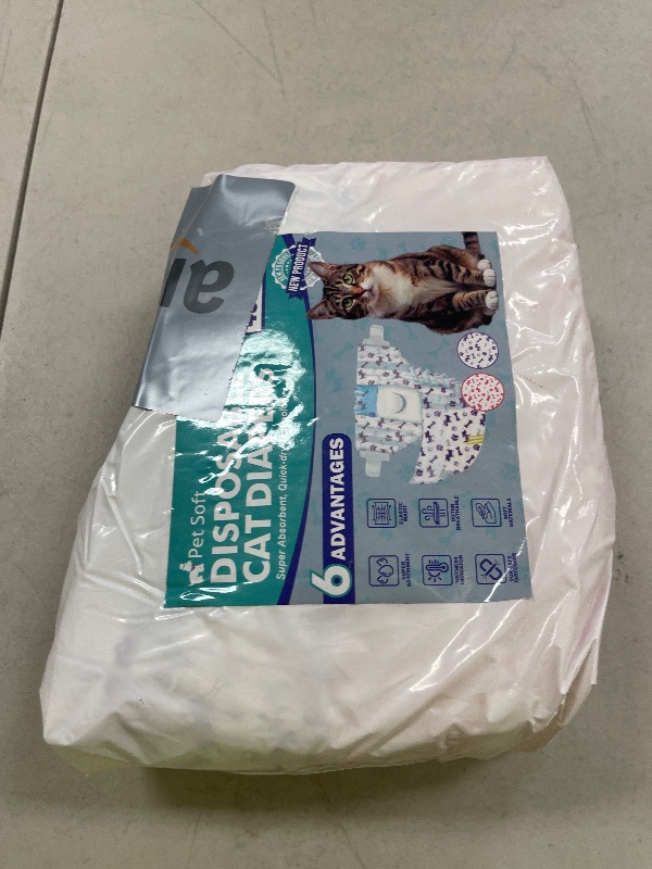 Photo 1 of Pet Soft Disposable Cat Diapers - Puppy Diapers for Female & Male Cats with Wetness Indicator, Super Absorbent, Fit for Pet in Heat or Incontinence, 40pcs (XXS, Mixed)