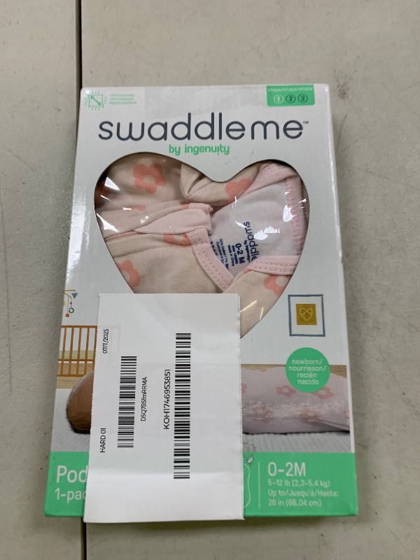 Photo 1 of SwaddleMe by Ingenuity Compression Baby Swaddle Pod, Two-Way Zipper for Easy Diaper Changes, Improves Sleep & Calms Startle Reflex, 0-2 Months, 1.0 TOG, 1-Pack - Flower Confetti