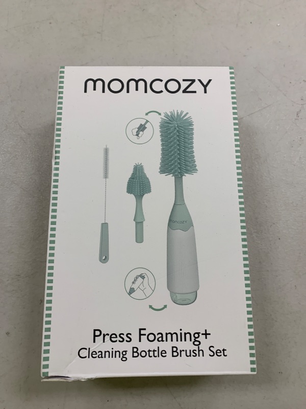 Photo 1 of Momcozy Bottle Brush Kit, Innovative Push-Press Design for Better Cleaning - Baby Bottle Cleaner Brush for Baby Bottle, Breast Pumps, Nipples, and More - Can Generate Foam for Better Cleaning, Green