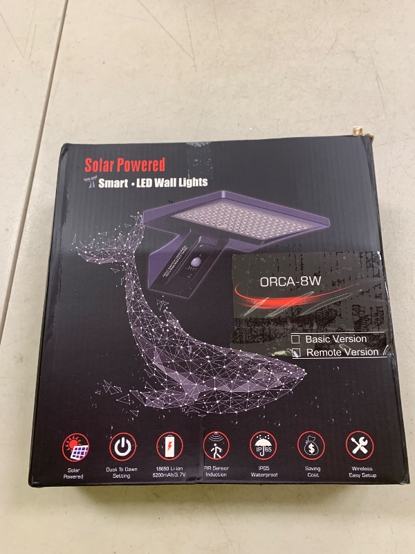 Photo 1 of UCGG Solar Wall Light Outdoor, 1050Lm, Type 2 Optical Lens, 104 LED Dual Color Temperature 3-Mode Lighting Wall Light with Remote Control, IP65 Waterproof, PIR Motion Sensor & USB Charging