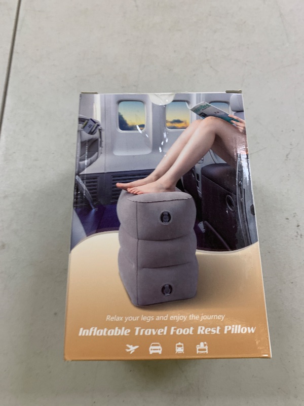 Photo 1 of JefDiee Inflatable Foot Rest Pillow, Kids Airplane Bed, Adjustable 3 Layers Height Leg Rest Pillow, Airplane Travel Essentials Great for Office, Home, Trains, Cars