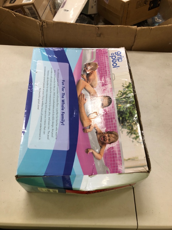 Photo 1 of Inflatable for Kids and Adults 90"x60" (7.5'x5') with Soft Padded Floor, Handles and Drain, Kiddie Swimming Pool, Big Blow Up Backyard Pool for Ages 3+, Playful - Pink