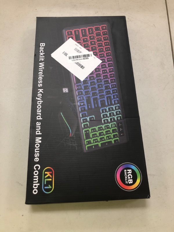 Photo 1 of Wireless Keyboard and Mouse Combo - RGB Backlit, Rechargeable & Light Up Letters, Full-Size, Ergonomic Tilt Angle, Sleep Mode, 2.4GHz Quiet Keyboard Mouse for Mac, Windows, Laptop, PC