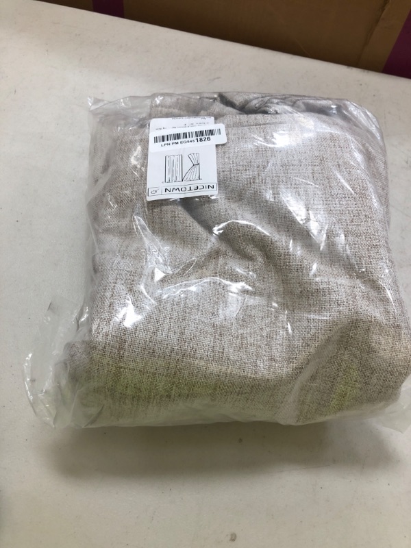 Photo 1 of NICETOWN 100% Blackout Natural Linen Curtains 90" Length with Thermal Insulated Liners for Bedroom, Farmhouse Style Room Cooling Small Window Draperies for Dining Room (2 Panels, 52" W)