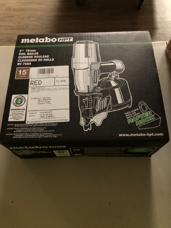 Photo 1 of Metabo HPT Siding/Light Framing Coil Nailer, Pro-Preferred Pneumatic Power Nailers for Versatile Siding and Framing Tasks, Tool For 16° Wire 1-3/4"-3" and 15° Plastic to 1-3/4" - 2/14" Nails, NV75A5