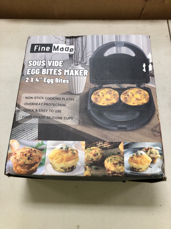 Photo 1 of FineMade Sous Vide Style Egg Bite Maker Machine with 4 Silicone Molds, Grilled Cheese Maker, Mini Griddle, Ideal for Breakfast Sandwiches, Snacks, Desserts, 8 Mini Egg Bites & 2 Large Egg Bites