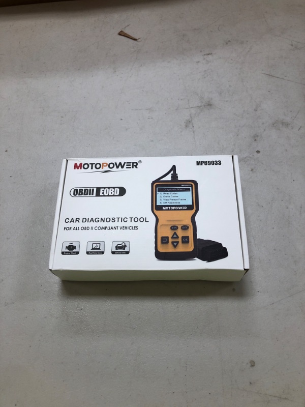 Photo 1 of MOTOPOWER MP69033 Car OBD2 Scanner Code Reader Engine Fault Scanner CAN Diagnostic Scan Tool for All OBD II Protocol Cars Since 1996, Yellow