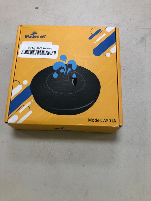 Photo 1 of Mademax 1W Solar Bird Bath Fountain Pump, Solar Fountain with 6 Nozzle, Free Standing Floating Solar Powered Water Fountain Pump for Bird Bath, Garden, Pond, Pool, Outdoor