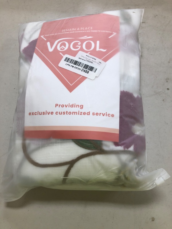 Photo 1 of VOGOL Light Filtering Sheer Curtains 96 Inches Long, Pale Violet Red Floral Leaves Embroidered Voile Rod Pocket Drapes for Living Room Bedroom, W52 X L96, 2 Pieces