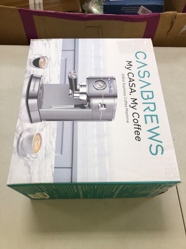 Photo 1 of CASABREWS CM5418 Espresso Machine 20 Bar, Compact Espresso Maker with Steam Milk Frother, Stainless Steel Coffee Machine with 34oz Removable Water Tank for Cappuccino, Latte, Silver