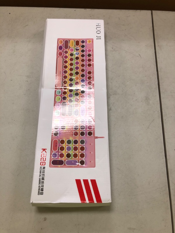 Photo 1 of HUO JI Typewriter Mechanical Gaming Keyboard with RGB Sidelit and Rainbow Backlit, Retro Style, Red Switches, Metal Panel, Lipstick 104 Keys for Mac, PC, Cute Pink