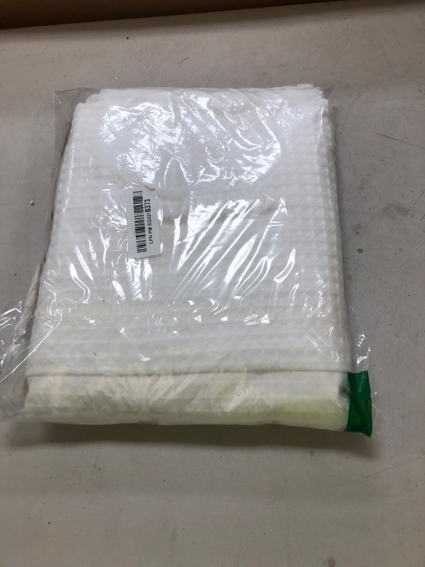 Photo 1 of Barossa Design Fabric Shower Curtain Cotton Blend 75 inch Long, Honeycomb Waffle Weave, Hotel Luxury, Heavy Weight, Spa, Washable, White, 72x75