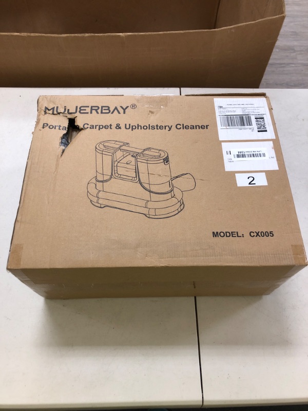 Photo 1 of Carpet Cleaner, MUJERBAY UltraClean Portable Spot and Stain Cleaner, Easy Move with Handle, 1.5-inch Deep Cleaning Machine for Couch, Stairs, Car and Pet Messes. Red