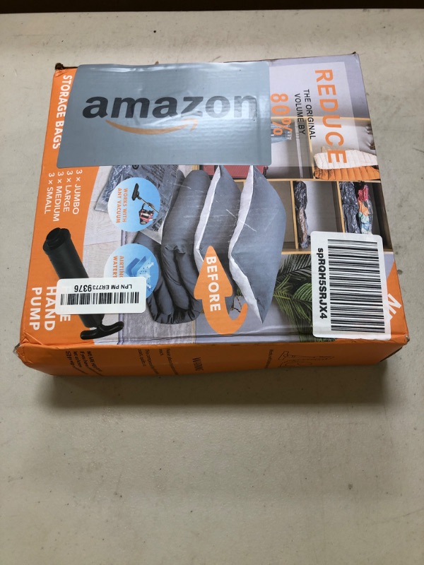 Photo 1 of 12 Pack Vacuum Storage Bags (3 Jumbo, 3 Large, 3 Medium, 3 Small),Plastic Packaging Bags,Space Saver Sealer Compression Bags with Travel Hand Pump for Blankets, Comforters, Pillows, Clothes Storage