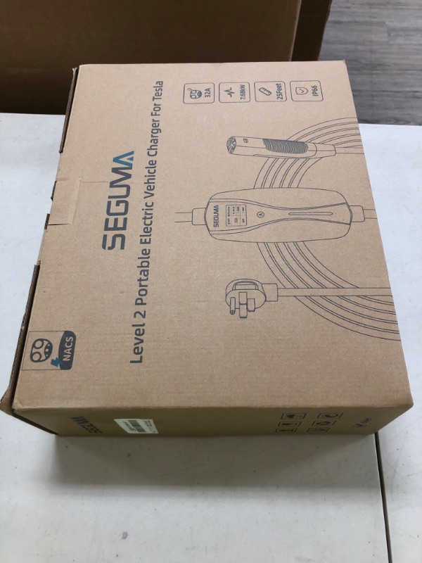 Photo 1 of SEGUMA EV Charger Level 2 for Tesla(32Amp 240V 7.68kW), NEMA 14-50 Plug NACS EV Chargers, 25FT Adjustable Current Portable Electric Car Charger Compatible with All Nacs