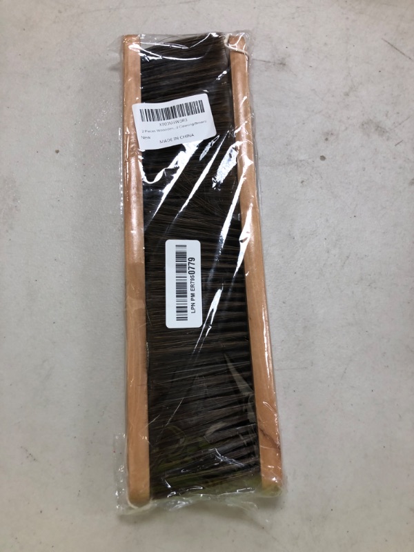 Photo 1 of 2 Pieces Woooden Dust Brush Hand Broom Bench Brush with Long Wood Handle Whisk Broom Soft Bristle Brush for Counter Bed Sofa Car Fireplace Clothes Household Cleaning(Brown)