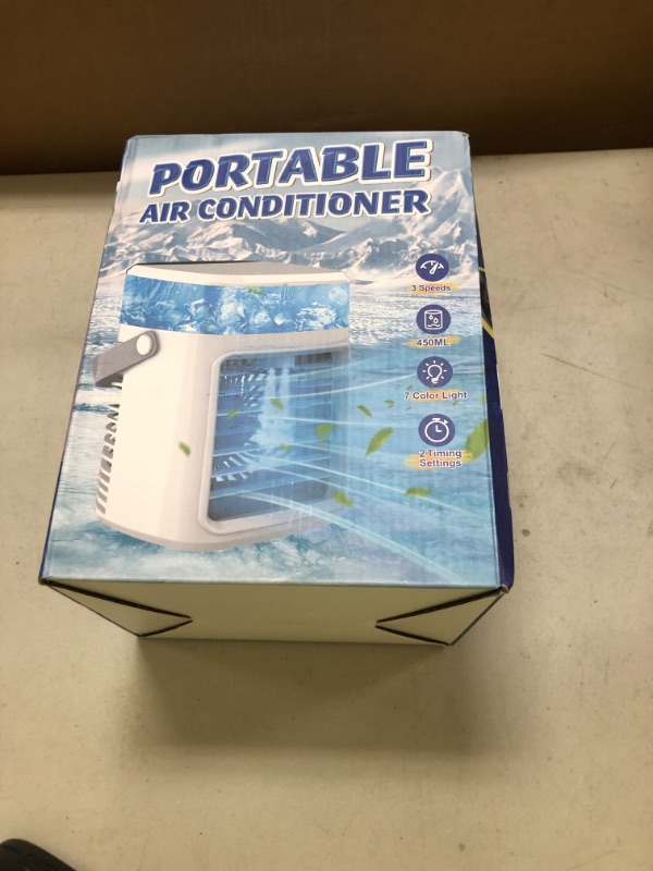 Photo 1 of Rechargeable Portable Air Conditioner, 2200mAh 3 Powerful Speeds Mini Air Conditioner, Large Water Tank Evaporative Air Cooler, Personal Space Cooler Humidifier, Small Portable AC Fan for Home