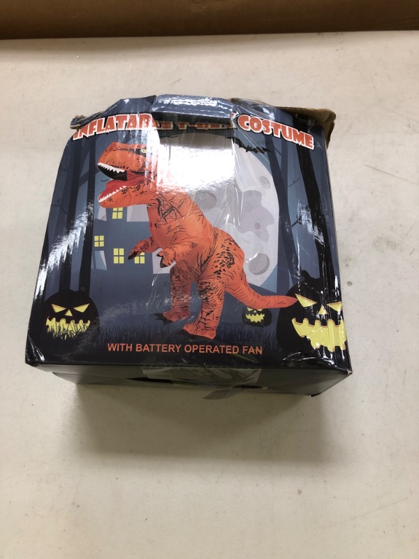 Photo 1 of viwzon Inflatable T-Rex Costume, Adults Dinosaur Blow Up Suit for Halloween Cosplay Themed Parties, Dino Costume, Brown