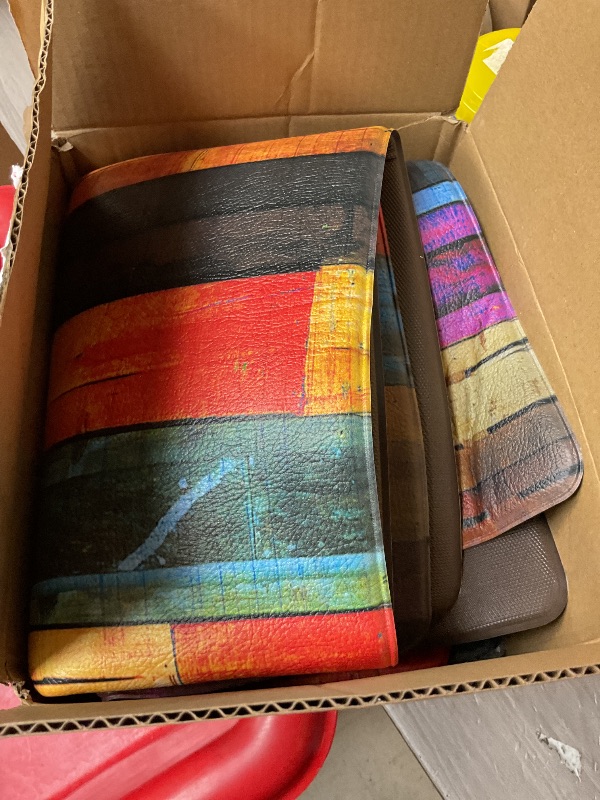 Photo 1 of Kitchen Mats for Floor Colorful kitchen rugs Cool Wooden Abstract Anti Fatigue Kitchen Mats Waterproof Floor Mats Cushioned Non-Skid Standing Mats for Laundry, Sink, Set of 2,17.3 x 28+17.3 x 47 Inch