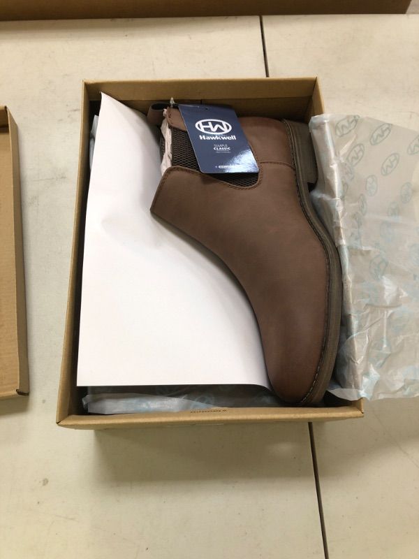 Photo 1 of Hawkwell Men's Plus Size Chelsea Boots Classic Casual Dress Ankle Boots in Regular and Plus Sizes, Brown PU, 11 M US