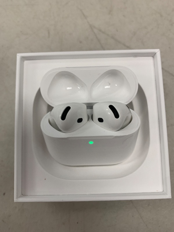 Photo 1 of Apple AirPods 4 Wireless Earbuds, Bluetooth Headphones, Personalized Spatial Audio, Sweat and Water Resistant, USB-C Charging Case, H2 Chip, Up to 30 Hours of Battery Life, Effortless Setup for iPhone