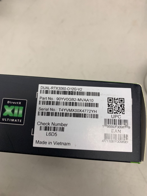 Photo 1 of ASUS Dual NVIDIA GeForce RTX 3060 V2 OC Edition 12GB GDDR6 Gaming Graphics Card (PCIe 4.0, 12GB GDDR6 Memory, HDMI 2.1, DisplayPort 1.4a, 2-Slot, Axial-tech Fan Design, 0dB Technology)