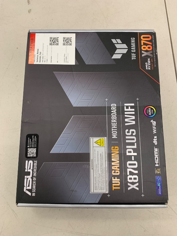 Photo 1 of ASUS TUF Gaming X870-PLUS WiFi AMD AM5 X870 ATX Motherboard, 16+2+1, 80A SPS Power Stages, DDR5, PCIe 5.0 Ready, Four M.2 Slots, Wi-Fi 7, 2.5Gb LAN, HDMI, USB4® 40Gbps, SATA 6 Gbps, USB 20Gbps Type-C