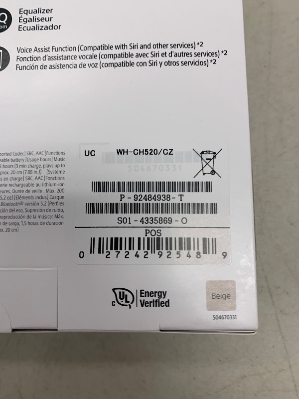 Photo 1 of Sony WH-CH520 Best Wireless Bluetooth On-Ear Headphones with Microphone for Calls and Voice Control, Up to 50 Hours Battery Life with Quick Charge Function, Includes USB-C Charging Cable - Beige