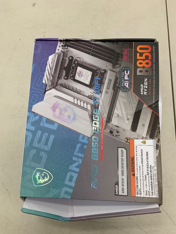Photo 1 of MSI MPG B850 Edge TI WiFi Motherboard, ATX - Supports AMD Ryzen 9000/8000 / 7000 Processors, AM5-80A SPS VRM, DDR5 Memory Boost (8400+MT/s OC), PCIe 5.0 x16, M.2 Gen5, Wi-Fi 7, 5G LAN