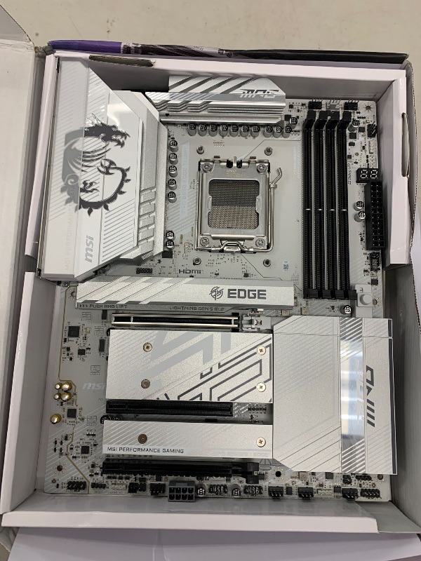 Photo 1 of MSI MPG B850 Edge TI WiFi Motherboard, ATX - Supports AMD Ryzen 9000/8000 / 7000 Processors, AM5-80A SPS VRM, DDR5 Memory Boost (8400+MT/s OC), PCIe 5.0 x16, M.2 Gen5, Wi-Fi 7, 5G LAN