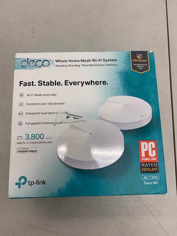 Photo 1 of TP-Link Deco Mesh WiFi System(Deco M5) –Up to 3,800 sq. ft. Whole Home Coverage and 60+ Devices, WiFi Router/Extender Replacement, Parental Controls, 2-Pack