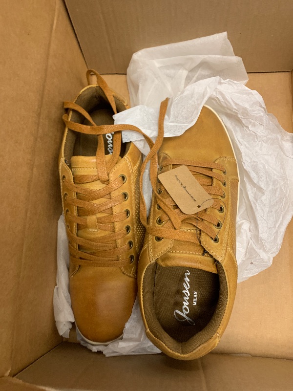 Photo 1 of Jousen Men's Sneakers Leather Casual Shoes for Men Business Lace Up Dress Sneaker Mens Shoe (AMY903 Yellow Brown 9)