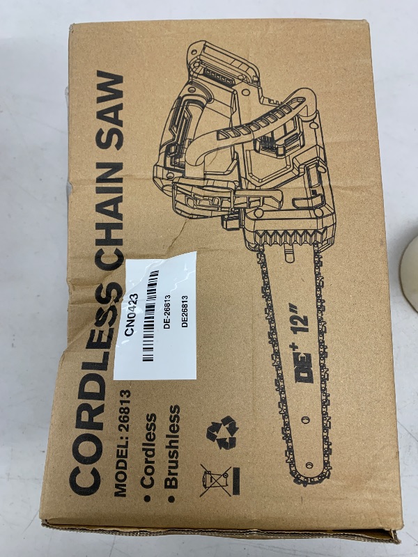 Photo 1 of 12 Inch Brushless Electric Chainsaw Cordless, for Dewalt Battery 20V, Compact Chainsaw with 44.3 FT/S Powerful Cutting, Auto Oiler Low Kickback Battery Powered Chain Saw for Tree Trimming Wood Cutting