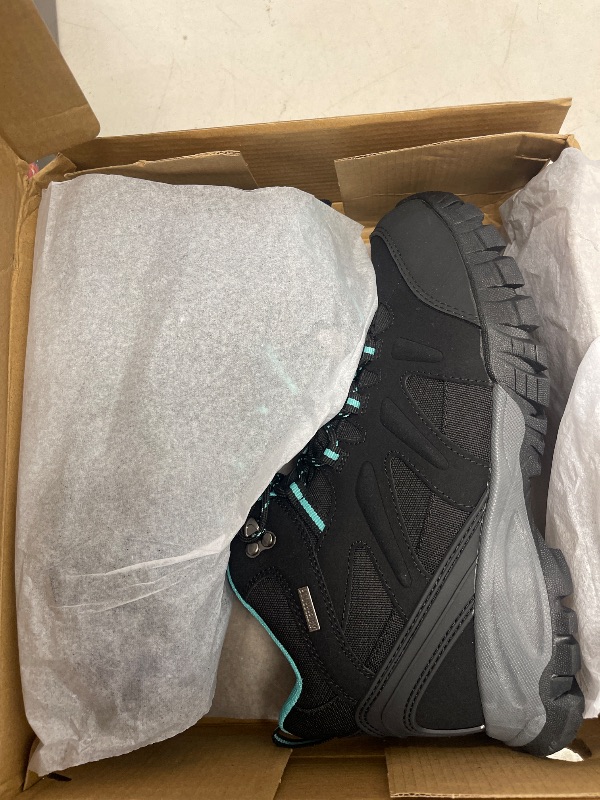 Photo 1 of R CORD Womens Hiking Boots Waterproof Walking Boots Ankle Support Booties Outdoor High Top Fashion Backpacking Lace Up Casual Boots Black Size 9.5