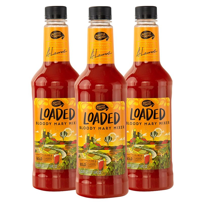 Photo 1 of Master of Mixes Loaded Bloody Mary Drink Mix, Ready To Use, 1 Liter Bottle (33.8 Fl Oz) PACK OF 4