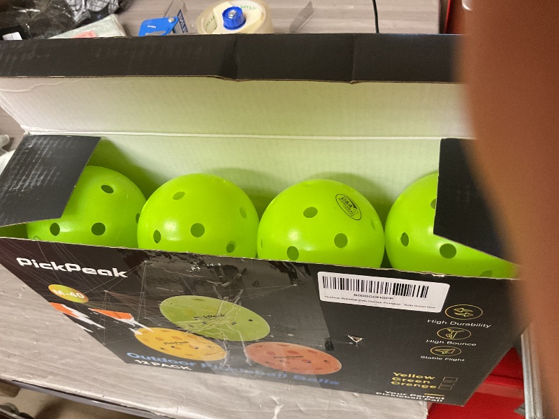 Photo 1 of PickPeak Outdoor Pickleball Balls, 4 Pack| 12 Pack 40 Holes Premium Pickle Balls 2024 Quiet Pickleballs for All Levels Sport Durable and High Visibility Ball Usapa Standard Green