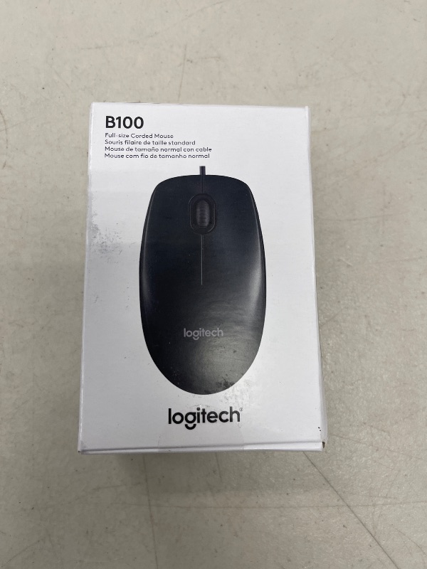 Photo 1 of Logitech B100 Wired Mouse for Computer and Laptop, USB Corded Mouse, Right or Left Hand Use - Black