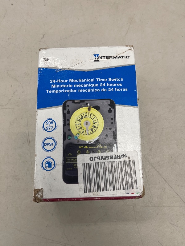 Photo 1 of Intermatic T104 24-Hour Mechanical Timer Switch - 208–277 VAC, DPST, Indoor Metal Enclosure, Heavy-Duty, Manual Override, 40 Amp - Ideal for Lights, Pumps, Fans, and HVAC Systems