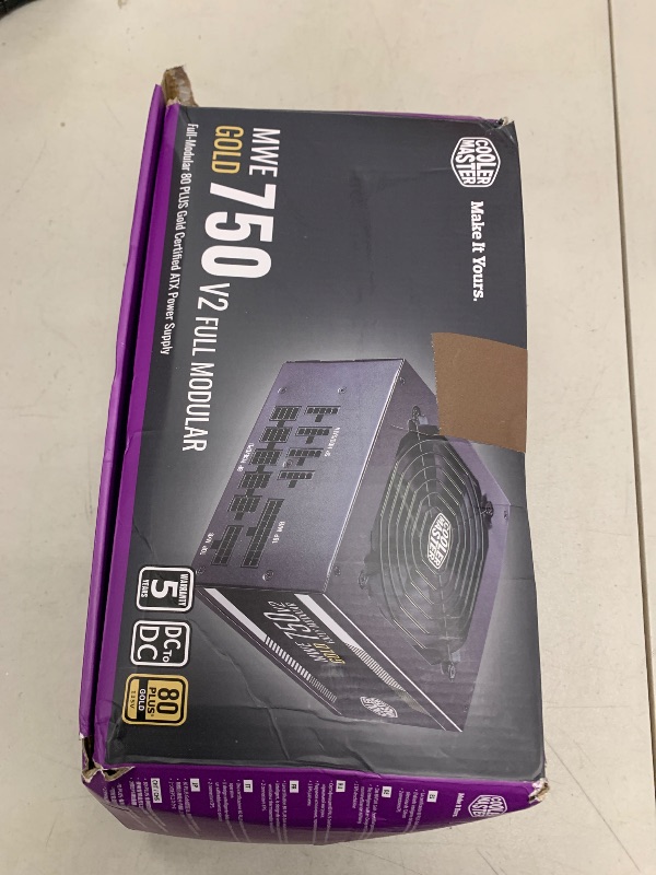 Photo 1 of Cooler Master MWE Gold 750 V2 Full Modular, 750W, 80+ Gold Efficiency, GPU Support RTX 4070 Super, 2 EPS Connectors, 120mm HDB Fan, Semi-fanless, 5-Year
